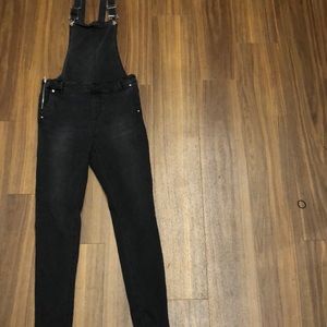 black asos denim overalls